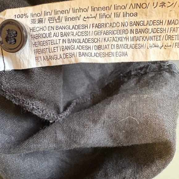 Zara 100% Linen dark grey Button-Up Long Sleeve casual Shirt women's size Small - Picture 6 of 9